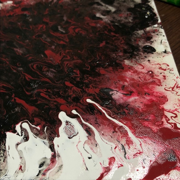 Red/White/Black Pour Painting - Picture 5 of 5